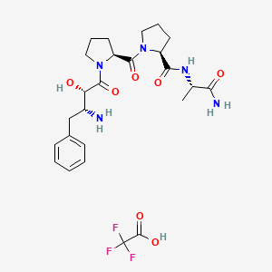 molecular formula C25H34F3N5O7 B13346773 (S)-N-((S)-1-Amino-1-oxopropan-2-yl)-1-((S)-1-((2S,3R)-3-amino-2-hydroxy-4-phenylbutanoyl)pyrrolidine-2-carbonyl)pyrrolidine-2-carboxamide 2,2,2-trifluoroacetate 