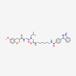 molecular formula C39H48N6O6 B13346788 N-(2-((2-((6-(4-(1H-Indazol-3-yl)benzamido)hexyl)amino)-2-oxoethyl)(isobutyl)amino)-2-oxoethyl)-6-methoxychromane-3-carboxamide 