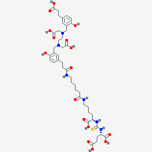 molecular formula C44H62N6O16S B13346839 (3S,7S)-22-(3-(((2-((5-(2-Carboxyethyl)-2-hydroxybenzyl)(carboxymethyl)amino)ethyl)(carboxymethyl)amino)methyl)-4-hydroxyphenyl)-13,20-dioxo-5-thioxo-4,6,12,19-tetraazadocosane-1,3,7-tricarboxylic acid 