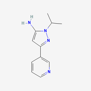 molecular formula C11H14N4 B13346908 1-isopropyl-3-(pyridin-3-yl)-1H-pyrazol-5-amine 