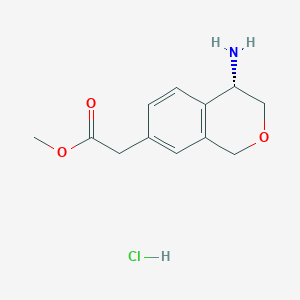 molecular formula C12H16ClNO3 B13346928 (S)-Methyl 2-(4-aminoisochroman-7-yl)acetate hydrochloride 