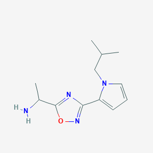 molecular formula C12H18N4O B13346960 1-(3-(1-isobutyl-1H-pyrrol-2-yl)-1,2,4-oxadiazol-5-yl)ethan-1-amine 