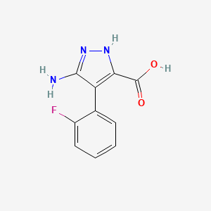 molecular formula C10H8FN3O2 B13347018 3-Amino-4-(2-fluorophenyl)-1H-pyrazole-5-carboxylic acid 