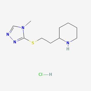 molecular formula C10H19ClN4S B13347034 2-{2-[(4-methyl-4H-1,2,4-triazol-3-yl)sulfanyl]ethyl}piperidine hydrochloride 