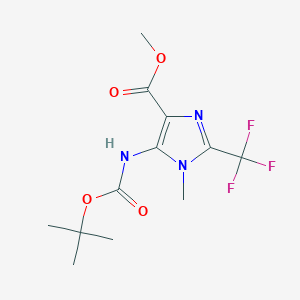 molecular formula C12H16F3N3O4 B13347166 Methyl 5-((tert-butoxycarbonyl)amino)-1-methyl-2-(trifluoromethyl)-1H-imidazole-4-carboxylate 