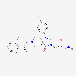 molecular formula C28H33FN4O2 B13347196 (R)-3-(3-Amino-2-hydroxypropyl)-1-(4-fluorophenyl)-8-((8-methylnaphthalen-1-yl)methyl)-1,3,8-triazaspiro[4.5]decan-4-one 