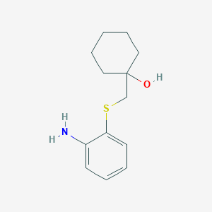 molecular formula C13H19NOS B13347245 1-(((2-Aminophenyl)thio)methyl)cyclohexan-1-ol 