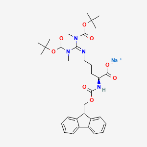 molecular formula C33H43N4NaO8 B13347277 Sodium (S)-2-((((9H-fluoren-9-yl)methoxy)carbonyl)amino)-5-((2,2,5,7,10,10-hexamethyl-4,8-dioxo-3,9-dioxa-5,7-diazaundecan-6-ylidene)amino)pentanoate 