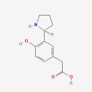 molecular formula C12H15NO3 B13347363 (S)-2-(4-Hydroxy-3-(pyrrolidin-2-yl)phenyl)acetic acid 