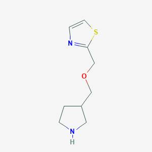 molecular formula C9H14N2OS B13347410 2-((Pyrrolidin-3-ylmethoxy)methyl)thiazole 