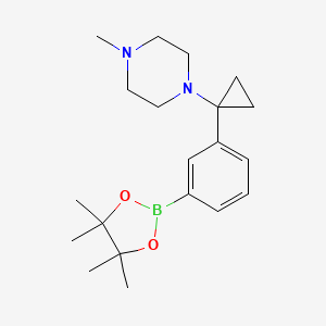 molecular formula C20H31BN2O2 B13347538 1-Methyl-4-(1-(3-(4,4,5,5-tetramethyl-1,3,2-dioxaborolan-2-yl)phenyl)cyclopropyl)piperazine 