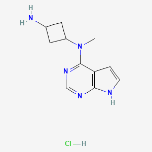 molecular formula C11H16ClN5 B13347545 cis-N1-Methyl-N1-(7H-pyrrolo[2,3-d]pyrimidin-4-yl)cyclobutane-1,3-diamine hydrochloride 