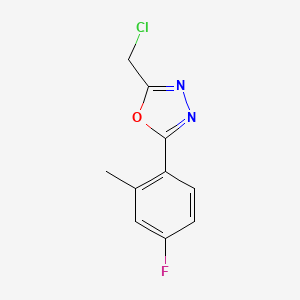 molecular formula C10H8ClFN2O B13347609 2-(Chloromethyl)-5-(4-fluoro-2-methylphenyl)-1,3,4-oxadiazole 