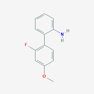 molecular formula C13H12FNO B13347664 2'-Fluoro-4'-methoxy-[1,1'-biphenyl]-2-amine 