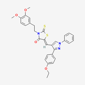 molecular formula C31H29N3O4S2 B13347702 3-(3,4-Dimethoxyphenethyl)-5-((3-(4-ethoxyphenyl)-1-phenyl-1H-pyrazol-4-yl)methylene)-2-thioxothiazolidin-4-one 