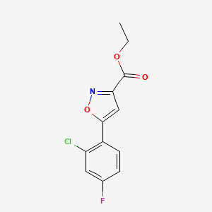 molecular formula C12H9ClFNO3 B13347856 Ethyl 5-(2-Chloro-4-fluorophenyl)isoxazole-3-carboxylate 