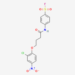 molecular formula C16H14ClFN2O6S B13347937 Benzenesulfonylfluoride, 4-[[4-(2-chloro-4-nitrophenoxy)-1-oxobutyl]amino]- CAS No. 30885-83-7