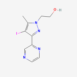 molecular formula C10H11IN4O B13348110 2-(4-iodo-5-methyl-3-(pyrazin-2-yl)-1H-pyrazol-1-yl)ethan-1-ol 