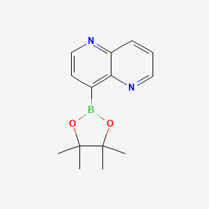 molecular formula C14H17BN2O2 B13348205 4-(4,4,5,5-Tetramethyl-1,3,2-dioxaborolan-2-yl)-1,5-naphthyridine 