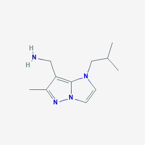 molecular formula C11H18N4 B13348206 (1-isobutyl-6-methyl-1H-imidazo[1,2-b]pyrazol-7-yl)methanamine 