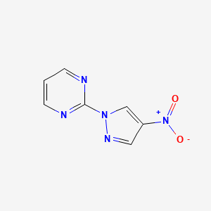 molecular formula C7H5N5O2 B13348218 2-(4-Nitro-1H-pyrazol-1-yl)pyrimidine 