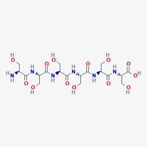 molecular formula C18H32N6O13 B13348377 (2S,5S,8S,11S,14S,17S)-17-Amino-18-hydroxy-2,5,8,11,14-pentakis(hydroxymethyl)-4,7,10,13,16-pentaoxo-3,6,9,12,15-pentaazaoctadecan-1-oic acid 