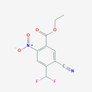 molecular formula C11H8F2N2O4 B13348380 Ethyl 5-cyano-4-(difluoromethyl)-2-nitrobenzoate 