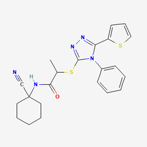 molecular formula C22H23N5OS2 B13348387 N-(1-cyanocyclohexyl)-2-{[4-phenyl-5-(thiophen-2-yl)-4H-1,2,4-triazol-3-yl]sulfanyl}propanamide 