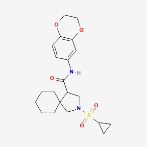 molecular formula C21H28N2O5S B13348420 2-(Cyclopropylsulfonyl)-N-(2,3-dihydrobenzo[b][1,4]dioxin-6-yl)-2-azaspiro[4.5]decane-4-carboxamide 