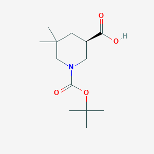 molecular formula C13H23NO4 B13348433 (R)-1-(tert-Butoxycarbonyl)-5,5-dimethylpiperidine-3-carboxylic acid 