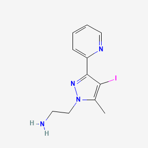 2-(4-iodo-5-methyl-3-(pyridin-2-yl)-1H-pyrazol-1-yl)ethan-1-amine