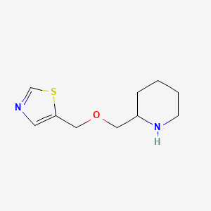 molecular formula C10H16N2OS B13348569 5-((Piperidin-2-ylmethoxy)methyl)thiazole 