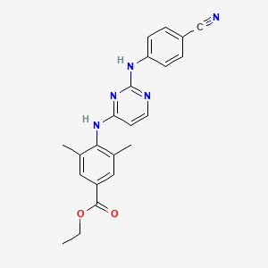 molecular formula C22H21N5O2 B13348587 Ethyl 4-((2-((4-cyanophenyl)amino)pyrimidin-4-yl)amino)-3,5-dimethylbenzoate CAS No. 708254-90-4