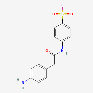 molecular formula C14H13FN2O3S B13348739 4-{[(4-Aminophenyl)acetyl]amino}benzenesulfonyl fluoride CAS No. 19188-73-9