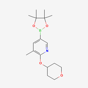 molecular formula C17H26BNO4 B13348873 3-Methyl-2-((tetrahydro-2H-pyran-4-yl)oxy)-5-(4,4,5,5-tetramethyl-1,3,2-dioxaborolan-2-yl)pyridine 