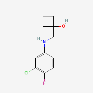 molecular formula C11H13ClFNO B13348925 1-(((3-Chloro-4-fluorophenyl)amino)methyl)cyclobutan-1-ol 