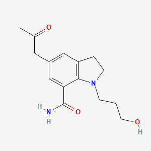 molecular formula C15H20N2O3 B13348939 1-(3-Hydroxypropyl)-5-(2-oxopropyl)indoline-7-carboxamide 