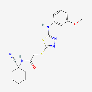 molecular formula C18H21N5O2S2 B13348958 N-(1-Cyanocyclohexyl)-2-((5-((3-methoxyphenyl)amino)-1,3,4-thiadiazol-2-yl)thio)acetamide 