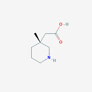 molecular formula C8H15NO2 B13349035 (R)-2-(3-Methylpiperidin-3-yl)acetic acid 