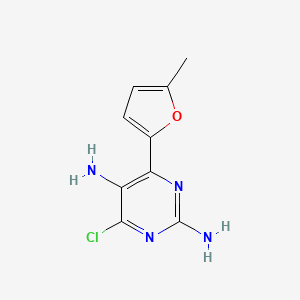 molecular formula C9H9ClN4O B13349269 4-Chloro-6-(5-methylfuran-2-yl)pyrimidine-2,5-diamine 