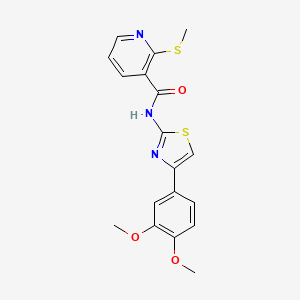 molecular formula C18H17N3O3S2 B13349271 N-(4-(3,4-Dimethoxyphenyl)thiazol-2-yl)-2-(methylthio)nicotinamide 