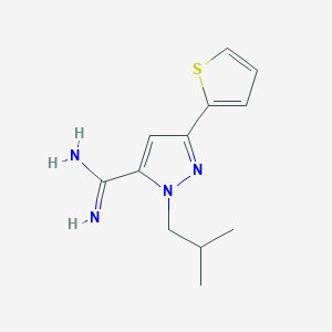 molecular formula C12H16N4S B13349283 1-isobutyl-3-(thiophen-2-yl)-1H-pyrazole-5-carboximidamide 