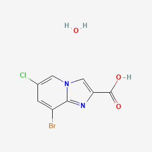 molecular formula C8H6BrClN2O3 B13349290 8-Bromo-6-chloroimidazo[1,2-a]pyridine-2-carboxylic acid hydrate 