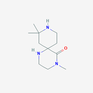 molecular formula C11H21N3O B13349297 4,8,8-Trimethyl-1,4,9-triazaspiro[5.5]undecan-5-one 