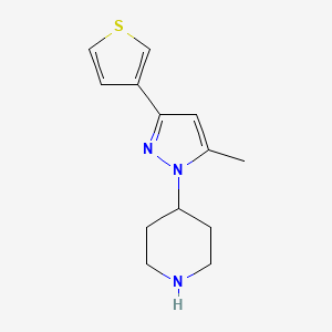 molecular formula C13H17N3S B13349325 4-(5-methyl-3-(thiophen-3-yl)-1H-pyrazol-1-yl)piperidine 