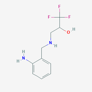 molecular formula C10H13F3N2O B13349421 3-{[(2-Aminophenyl)methyl]amino}-1,1,1-trifluoropropan-2-ol 