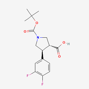 molecular formula C16H19F2NO4 B13349426 (3R,4S)-1-(tert-Butoxycarbonyl)-4-(3,4-difluorophenyl)pyrrolidine-3-carboxylic acid 