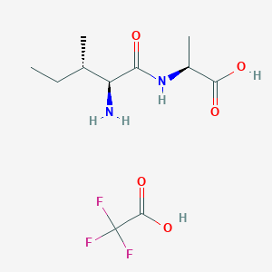 molecular formula C11H19F3N2O5 B13349512 (2S)-2-[[(2S,3S)-2-amino-3-methylpentanoyl]amino]propanoic acid;2,2,2-trifluoroacetic acid 