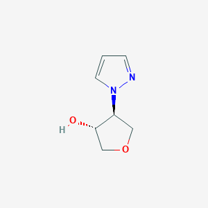 molecular formula C7H10N2O2 B13349513 Rel-(3R,4S)-4-(1H-pyrazol-1-yl)tetrahydrofuran-3-ol 