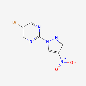 molecular formula C7H4BrN5O2 B13349565 5-Bromo-2-(4-nitro-1H-pyrazol-1-yl)pyrimidine 